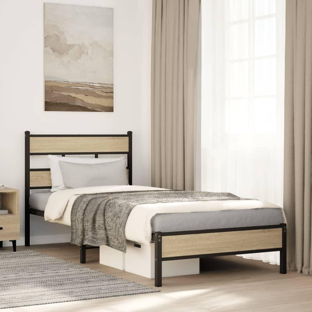 Sengeramme 100x190 Cm Uden Madras Konstrueret Træ Sonoma Eg