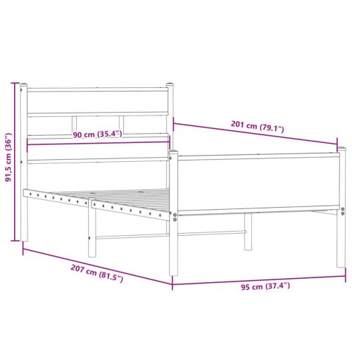 Sengeramme 90 x 200 cm - røget egetræ