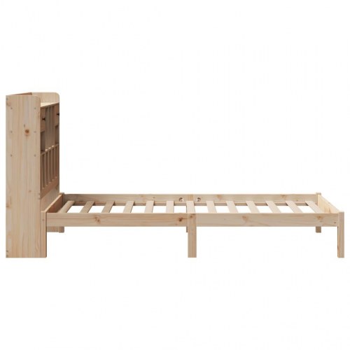 Seng med reol 90x200 cm i massivt fyrretræ - uden madras