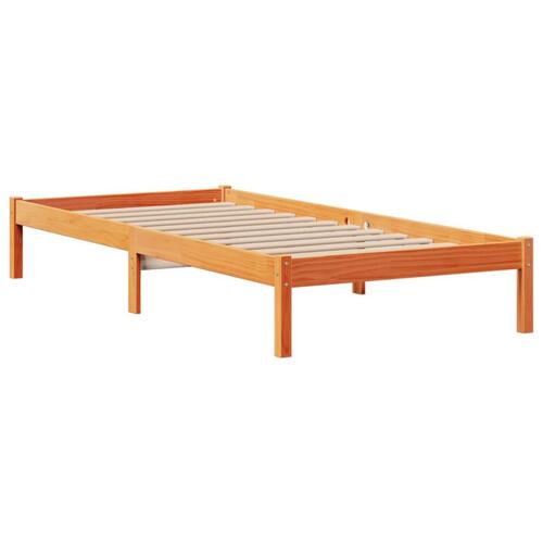 Seng med reol uden madras 75x190 cm massivt fyrretræ gyldenbrun