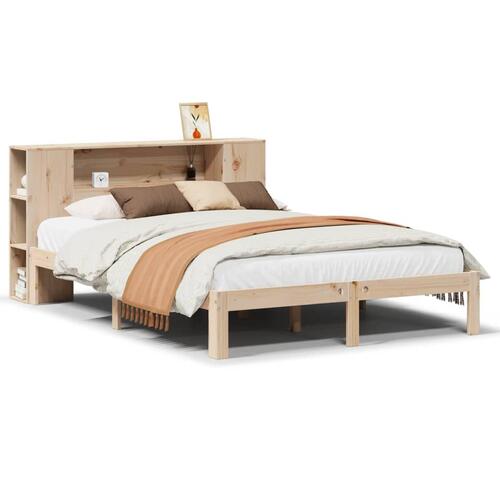 Seng med reol uden madras 160x200 cm massivt fyrretræ