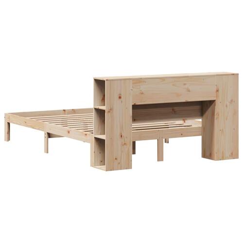 Seng med reol uden madras 160x200 cm massivt fyrretræ