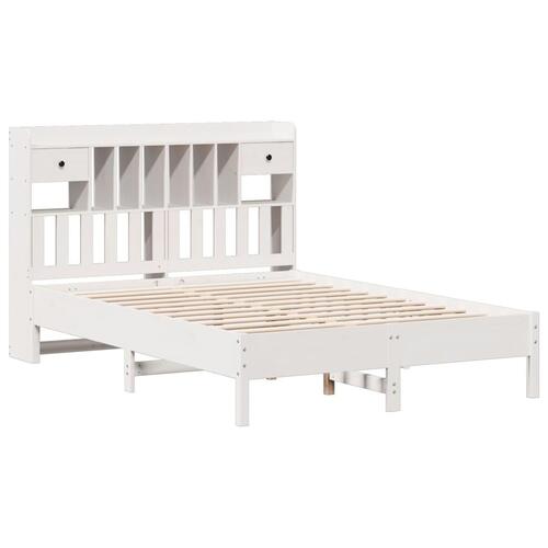Seng med reol uden madras 160x200 cm massivt fyrretræ hvid