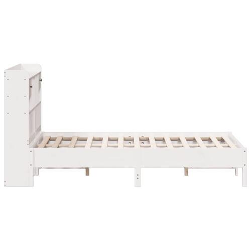 Seng med reol uden madras 160x200 cm massivt fyrretræ hvid
