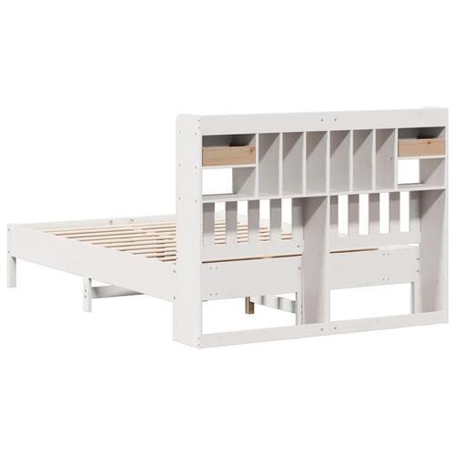 Seng med reol uden madras 160x200 cm massivt fyrretræ hvid