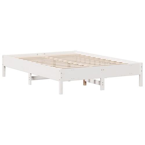 Seng med reol uden madras 160x200 cm massivt fyrretræ hvid