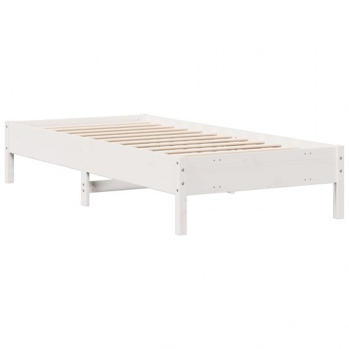 Seng med reol 90 x 190 cm i massivt fyrretræ - hvid