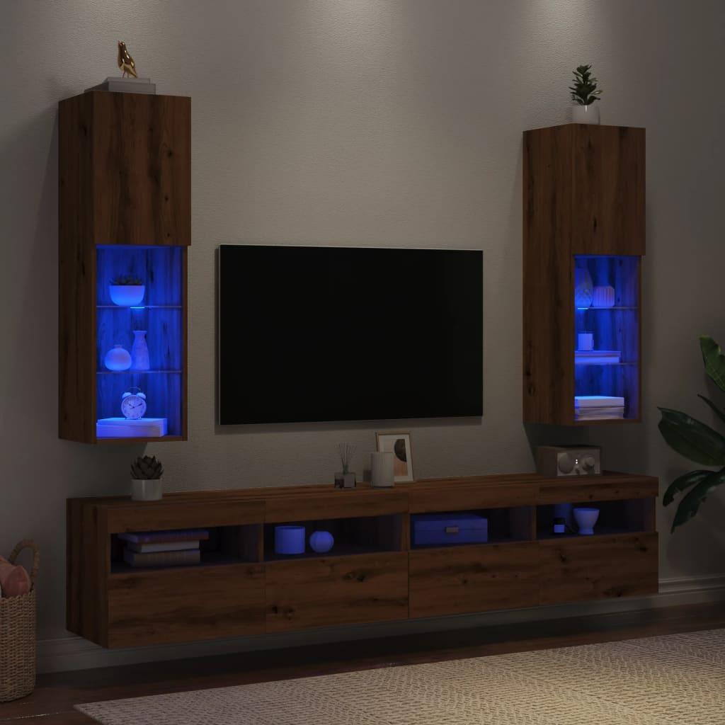 Borde Med Led Lys Stk 5x30x102 Egetræslook