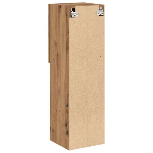 Tv-borde med LED-lys - 2 stk., væghængte, 30,5×30×102 cm, egetræsfarve