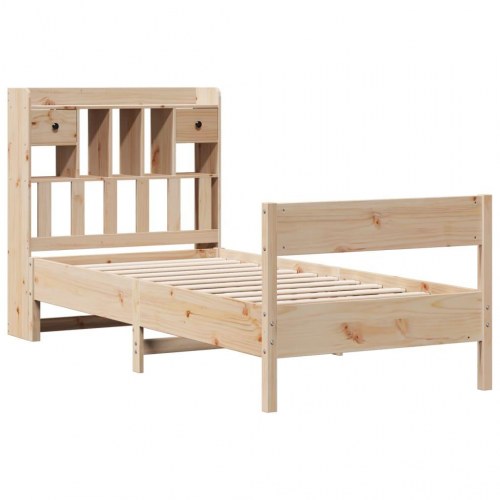 Seng med reol uden madras 90x190 cm massivt fyrretræ