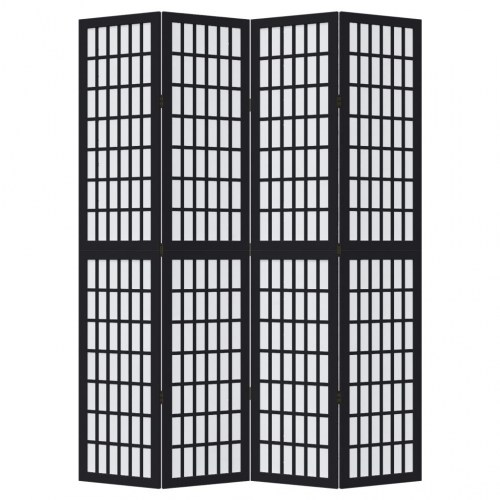 Rumdeler 4 paneler massivt kejsertræ sort