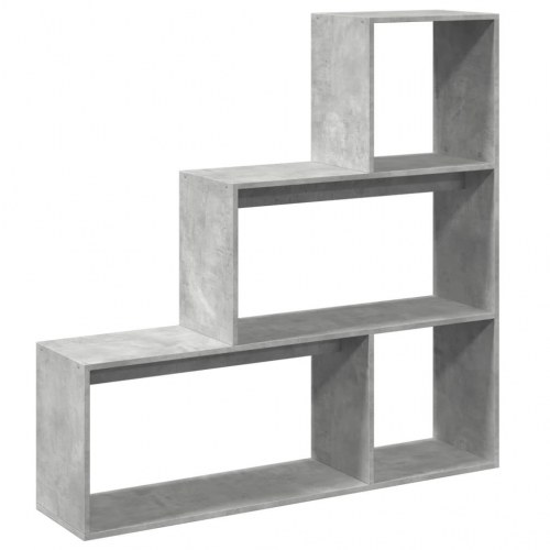 Bogreol/rumdeler i 3 niveauer 123 x 29 x 123 cm - betongrå
