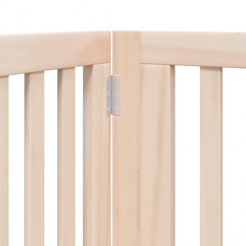 Hundegitter med dør, foldbar, 4 paneler, 320 cm, poppeltræ