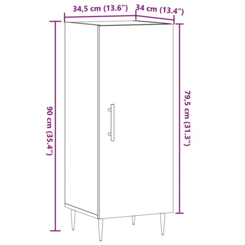 Skænk 34,5 × 34 × 90 cm i konstrueret træ - antikt træ