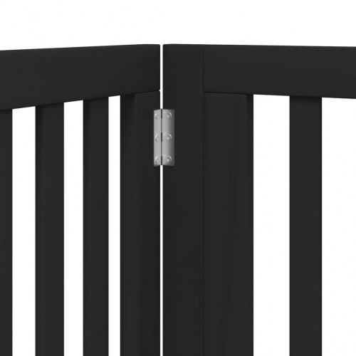Hundelåge med dør - 4 paneler, 300 cm, foldbar poppeltræ - sort