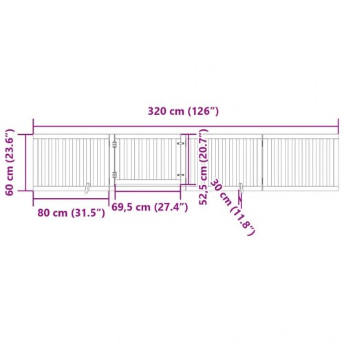 Hundelåge med dør - 4 paneler, 300 cm, foldbar poppeltræ - sort