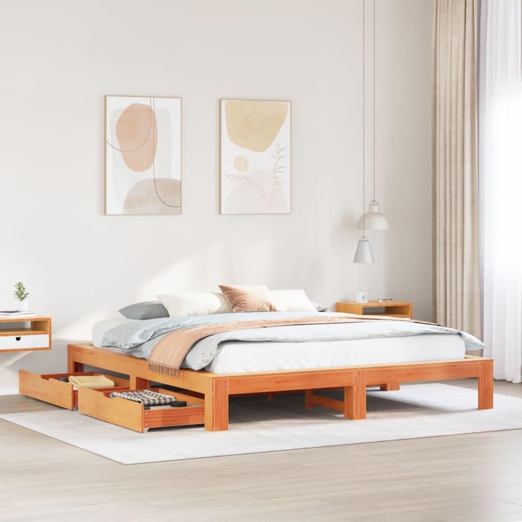 Sengeramme uden madras 180x200 cm massivt fyrretræ gyldenbrun