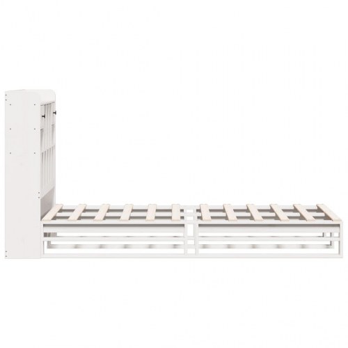 Seng med reolgavl uden madras 75 x 190 cm massivt fyrretræ - hvid