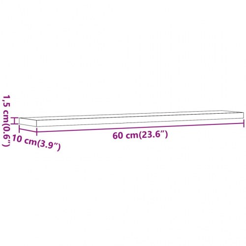 Hyldeplader 4 stk. 60×10×1,5 cm - konstrueret træ i antikt træ