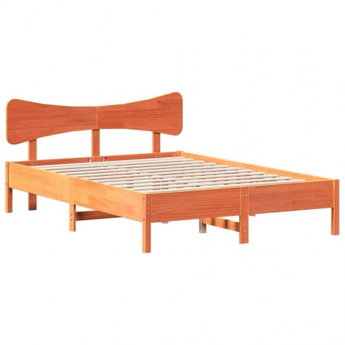 Sengeramme med sengegavl 120 x 200 cm massivt fyrretræ - gyldenbrun