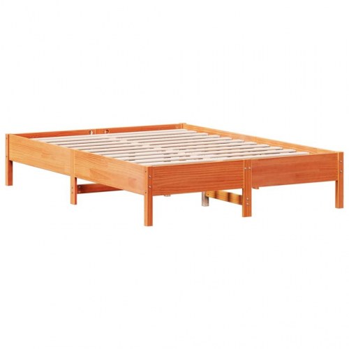 Sengeramme med sengegavl 120 x 200 cm massivt fyrretræ - gyldenbrun