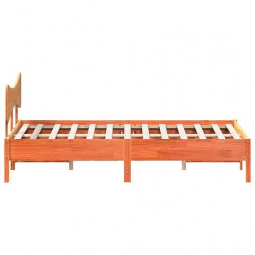 Sengeramme med sengegavl 120 x 200 cm massivt fyrretræ - gyldenbrun