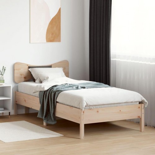 Sengeramme med sengegavl 75x190 cm i massivt fyrretræ