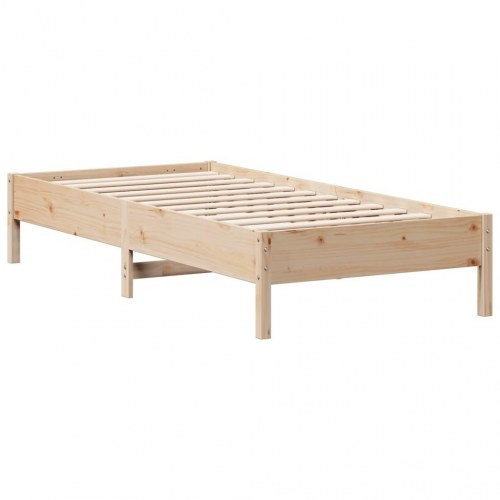 Sengeramme med sengegavl 75x190 cm i massivt fyrretræ