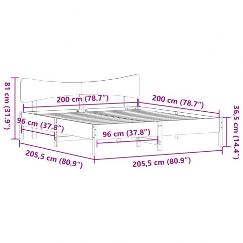 Sengeramme 200 x 200 cm i massivt fyrretræ - hvid