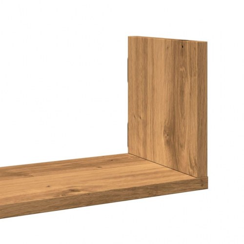 Væghylder 3 stk. 80×18×18 cm i konstrueret træ - egetræsfarve
