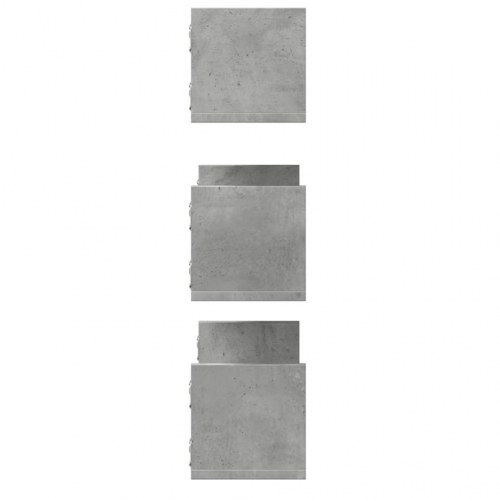 Væghylder 3 stk. - 80 × 18 × 18 cm i konstrueret træ, betongrå