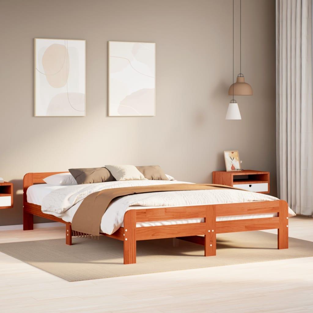 Sengeramme Uden Madras Massivt Fyrretræ - Gyldenbrun / 150 x 200 cm
