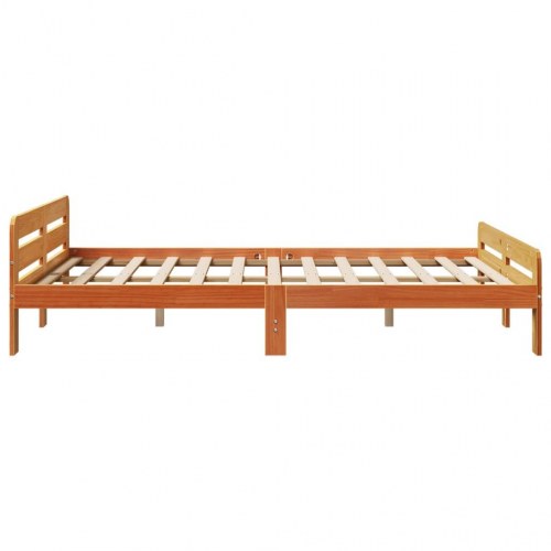 Sengeramme i massivt fyrretræ 150 x 200 cm - gyldenbrun