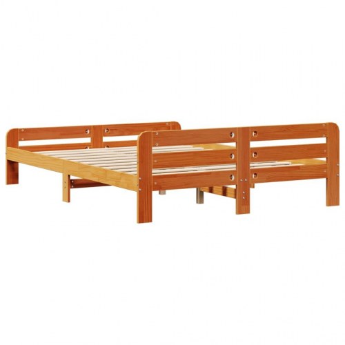 Sengeramme i massivt fyrretræ 150 x 200 cm - gyldenbrun
