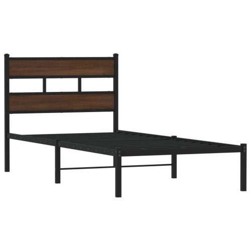 Sengeramme med sengegavl 80 x 200 cm - brun egetræsfarve