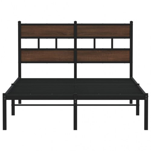 Sengeramme med sengegavl 120 x 200 cm - brunt egetræ
