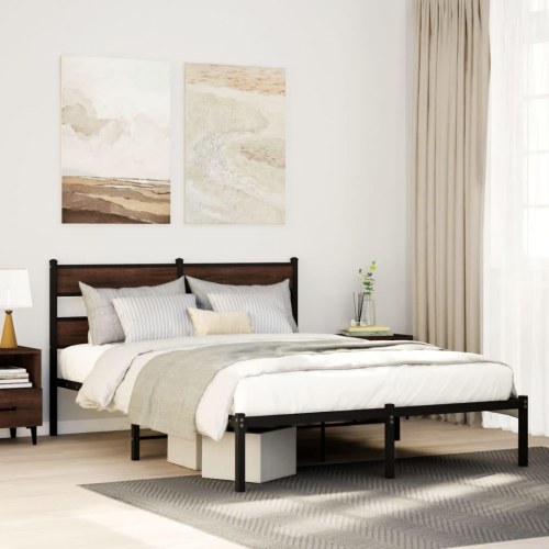 Sengeramme med sengegavl 160 x 200 cm - brunt eg