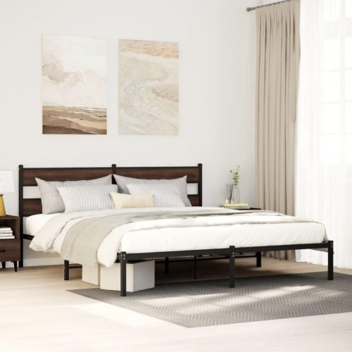 Sengeramme med sengegavl 183 x 213 cm - brunt egetræ