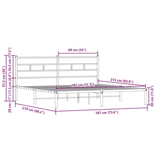 Sengeramme med sengegavl 183 x 213 cm - brunt egetræ