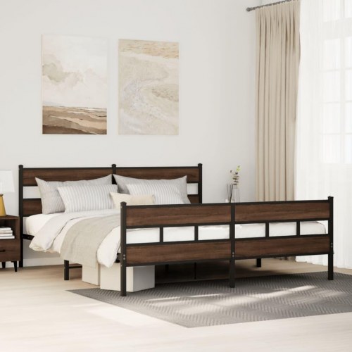 Sengeramme uden madras 180 x 200 cm i metal - brun egetræsfarve