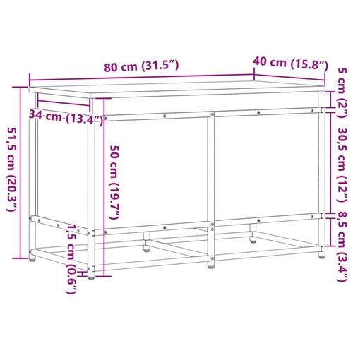 Opbevaringsboks med låg 80x40x51,5 cm konstrueret træ sonoma-eg