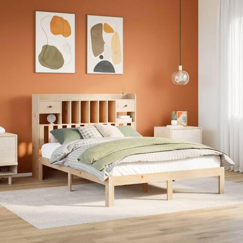 Seng med reol uden madras 160x200 cm massivt fyrretræ