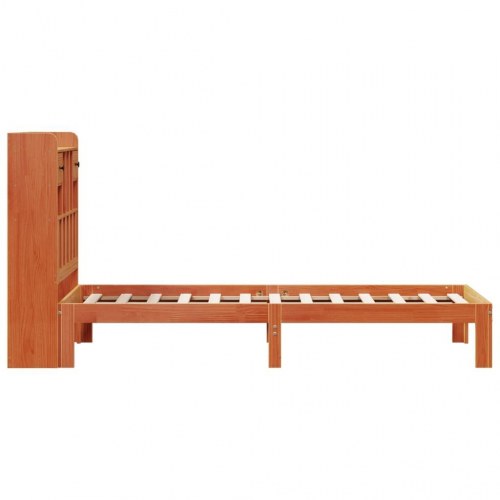Seng med reolgavl uden madras 75 x 190 cm - gyldenbrun