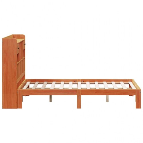 Seng med reol uden madras 120x200cm massivt fyrretræ gyldenbrun