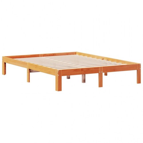 Seng med reol uden madras 120x200cm massivt fyrretræ gyldenbrun