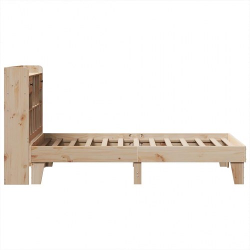 Sengeramme 90x200 cm i massivt fyrretræ med sengegavl og opbevaring