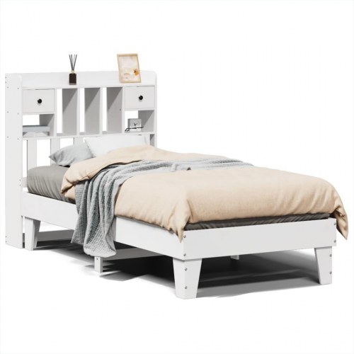 Sengeramme uden madras 90 x 190 cm i massivt fyrretræ - hvid