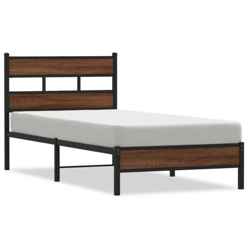 Sengeramme 90 x 200 cm med lameller uden madras - brun egetræ