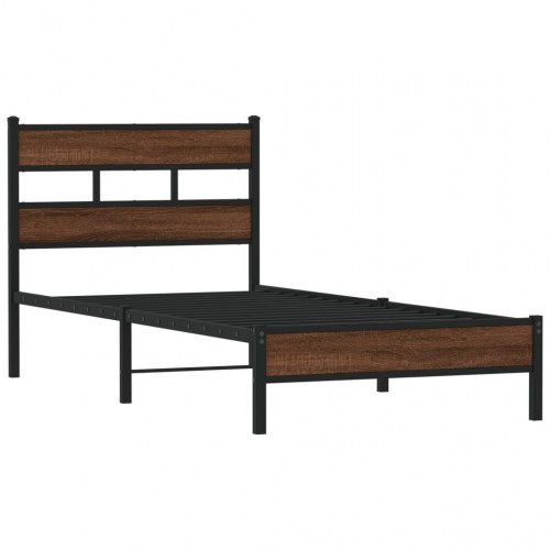 Sengeramme 90 x 200 cm med lameller uden madras - brun egetræ