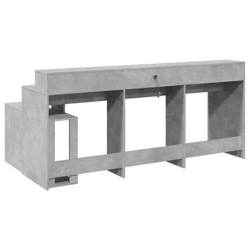 Skrivebord med LED-lys 200x104x91 cm konstrueret træ betongrå